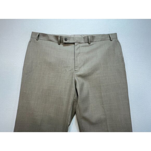 Calvin Klein Mens Dress Pants Size 40Wx30L Taupe Flat Front Formal Straight Leg - Picture 4 of 13